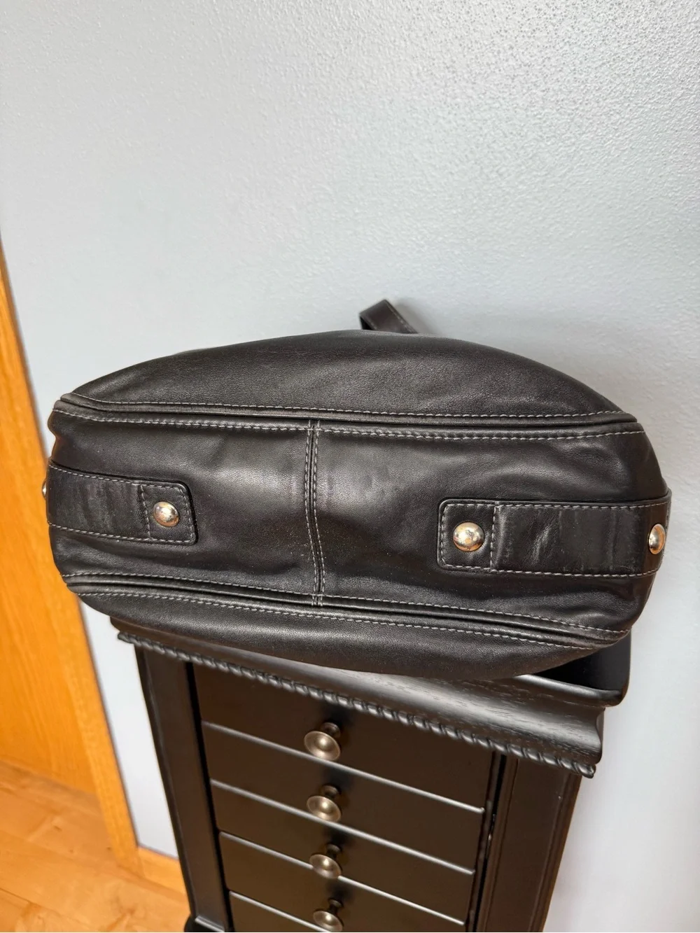 Vintage Coach Black Leather Shoulder Bag with Adjustable Strap